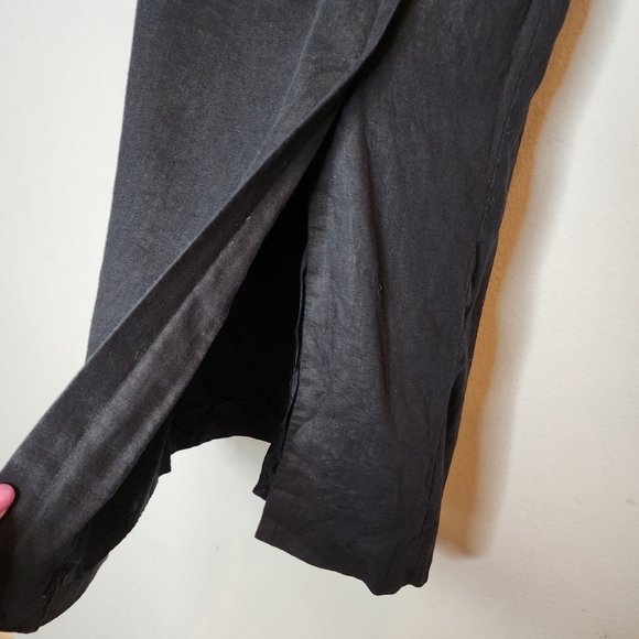 Pursuits Ltd linen black maxi skirt slit lined women's  size 10. - Picture 2 of 14